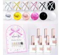 Double Rhythm 6 Pieces Gel Nail Polish Set with Eyeliner 15ml Chrome Metallic Finish Glitter Manicure Kit for Beauty Salon Home (Gold, Silver, Black, BL