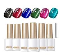 Double Rhythm Cat-Eye Gel Polish Set, With Magnetic Gel Formula, 6pieces, Holographic Reflective Magnetic Uv Polish Art Kit, 6 Color Nail Kit, Long-Lasting Shine, For Fall, Halloween, Christmas