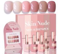 Double Rhythm Set of 6 Gel Nail Polishes 15ml Same Colour and Bottle Ideal for Beauty Salon and Home Use for Women (Light, Dark, Nude, R
