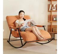 Double Rocking Chair with Soft Cushion and Side Pockets, Breathable Design, Adjustable Angle, Modern Garden Lounger with Armrests for Living Room and Bedroom