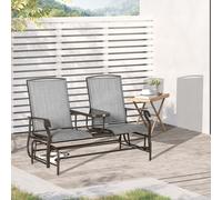 Outsunny 2 Seater Metal Double Swing Chair with Table - Grey, Grey