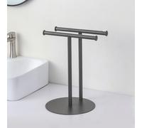 Double Rod Batoom Kitchen Towel Ra Desktop Stand Storage Toilet Paper Holder No Drilling Required,Gun Gray,Double pole