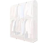 Double-Rod Clothes Rail Cover with Zipper, Waterproof Garment Cover Hanging Rack Protector, 6.5ft/200cm Extra-high Hanger Dust Cover for Dresses Coats Jackets (6.5ft(200L×50W×200H cm),Translucent)