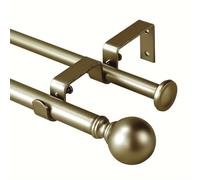 Double Rod Curtain Set 28 to 48 Inch,Shower Curtain Rod,Double Curtain Rods for Windows with 2PCS Holder,Black Blackout for Bedroom,Living Room(Size:48-84in,Color:Gold)