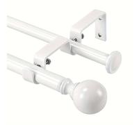 Double Rod Curtain Set 28 to 48 Inch,Shower Curtain Rod,Double Curtain Rods for Windows with 2PCS Holder,Black Blackout for Bedroom,Living Room(Size:28-48in,Color:White)