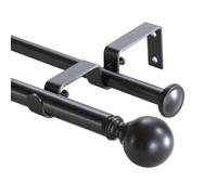Double Rod Curtain Set 28 to 48 Inch,Shower Curtain Rod,Double Curtain Rods for Windows with 2PCS Holder,Black Blackout for Bedroom,Living Room(Size:48-84in,Color:Black)