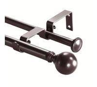 Double Rod Curtain Set 28 to 48 Inch,Shower Curtain Rod,Double Curtain Rods for Windows with 2PCS Holder,Black Blackout for Bedroom,Living Room(Size:48-84in,Color:Brown)