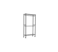 Amazon Basics Double Rod Garment Rack / Clothes Rail with Height-Adjustable Shelves - 181kg Max Weight, Black, 91 x 36 x 183 cm