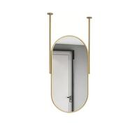 Double-rod Hanging Mirror,Oval Wall Mirror,Mounted on the Ceiling,Suspended Iron Frame,suitable for Bathrooms,living Rooms(Gold,60x120cm)