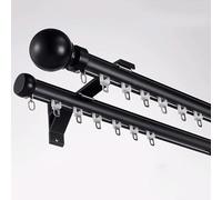Double Rod Set Adjustable 2 Layer Aluminum Drapery Rod in d Grey White Black for Sliding s & Drapes Clete with Accessories 4.1m (13.5ft)