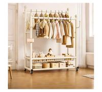Double Rods Garment Rack With Wheels, Clothing Racks For Hanging Clothes, Heavy Duty Clothes Rack For Bedroom, Laundry, Living Room(White,100cm/39.4in)