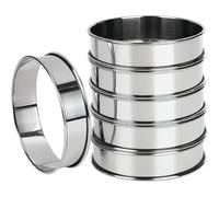 Double Rolled Egg Rings, 6 PCS Crumpet Rings Non Stick English Muffin Ring, Smooth Polished Baking Rings for Frying Fried Eggs Pancakes Mcmuffin Omelettes Crumpets(S)