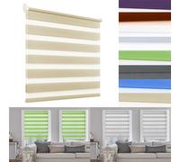 Double Roller Blind with Klemmfix 60 x 100 cm Plain Colored UV-Resistant Double Layered Roller Blind with Install Accessories for Home Office Window, Beige