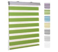 Double Roller Blinds 55x220cm - No Drilling Easy-Fix Quick Installation - Perfect for Bathroom & Office - Stylish Green Clamping Brackets Included