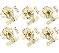 Double Roller Catch Electro Brass Cupboard Fasteners Cabinet Door Latch Twin Roller for Closet Catch Hardware Roller Cabinet Catch with Screws Home Furniture Cupboard 6pcs.