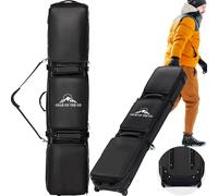 Double Rolling Ski Bag Padded Waterproof Snowboard Bag with Wheels for Air Travel Wheeled Ski Bag for Snowboard or Skis Accommodates Ski Boot