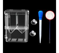 Double Room Breeder Box For Fish Tank, Fish Tank Breeding Box With 1 Toilet and 1 Mesh Bag, PC Transparent Small Aquarium More Convenient For You To Watch Ornamental Fish and Shrimps(small) (small)