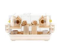Double Room Easy to clean with handles for convenient movement Hamster Travel Cage(White)