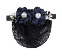 Double Rose Hair Net, Artificial Flower Hair Nets, Bun Nets Pearl, Hair Nets Women, Knot Net, Hair Clip, Hair Clips, Hair Accessories for Ballet Dance, Dancer, Nurse, Hair Fixation, Navy Blue B