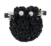 Double Rose Hair Net, Artificial Flower Hair Nets, Bun Nets Pearl, Hair Nets Women, Knot Net, Hair Clip, Hair Clips, Hair Accessories for Ballet Dance, Dancer, Nurse, Hair Fixation, Black A