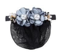 Double Rose Hair Net, Artificial Flower Hair Nets, Bun Nets Pearl, Hair Nets Women, Knot Net, Hair Clip, Hair Clips, Hair Accessories for Ballet Dance, Dancer, Nurse, Hair Fixation, Light Blue B