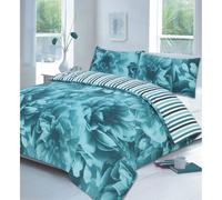 (Double, Rose Teal) PRINTED DUVET COVER SET EGYPTION POLY COTTON QUILT BEDDING SET DOUBLE KING SIZE