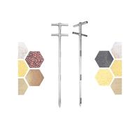 Double Rotary Grain Sampler Stainless Steel Probe, Three Zone Solid Sampling Tool for Fertilizer Cement Granules, 39.4x1.25in