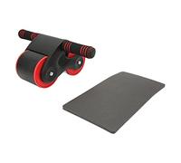 Double Round Abdominal Wheels Roller Professional Home Gym Fitness Equipment for Full Body Workout ABS Metal Durable Design 140mm Wheelbase 110mm Wheel Diameter (Black Red)