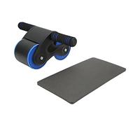 Double Round Abdominal Wheels Roller Professional Home Gym Fitness Equipment for Full Body Workout ABS Metal Durable Design 140mm Wheelbase 110mm Wheel Diameter (Black Blue)