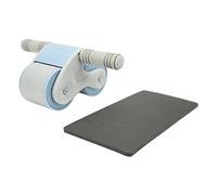 Double Round Abdominal Wheels Roller Professional Home Gym Fitness Equipment for Full Body Workout ABS Metal Durable Design 140mm Wheelbase 110mm Wheel Diameter (Blue Gray)