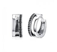 Double Round Circle Black Hoop Earrings for Women Fine Jewelry