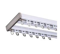 Double Row 15.7FT Aluminum Alloy Ceiling Curtain Track Set - Heavy Duty Easy to Install Versatile for Living Room Bedroom Hospital - White Finish