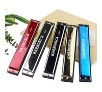 Double Row 24 Hole Professional Performance C Key Polyphonic Harmonica For Beginners(Silver)