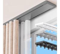 Double Row Aluminum Ceiling Track - Silent Roller System for Smooth Sliding - Perfect Room Divider for Living Room & Bedroom - 3.30m Gray Color