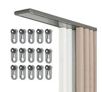 Double Row Aluminum Sliding Barn Door Track System, Heavy Duty Ceiling Mount, Room Divider for Bedroom & Hotel Windows, Silent Glides, Grey, 2.30m
