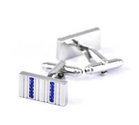 Double Row Blue Crystal Diamond Studded Cufflinks, Sleeve Studs, Men'S French Buttons