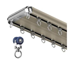 Double Row Ceiling Curt k 1.97Ft16.4Ft Silent Hey Duty Rails for Room Divider & Bay Window Easy Installation (Champagne 280)