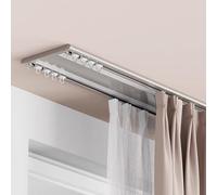 Double Row Ceiling Curtain Track Ceiling Mounted Silent Curtain Track Curtain Rails Ceiling Mount Gold White Sliding Curtain Track System with Silent Rollers for Room Divider(Gold,2m/6.6ft)