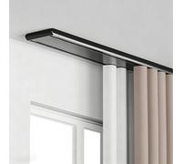 Double Row Ceiling Curtain Track, Double Curtain Tracks with Silent strip, Hidden pulley design, Ceiling Mount, Aluminum Alloy Track for Living Room, Bedroom Room, Hospital, Divider(Black,2m(6.6ft))