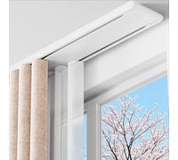 Double Row Ceiling Curtain Track, Modern Sliding Curtains Tracks Mount Top Mount Slide Curtain Rail for Studio Apartment Hospital Shared Bedroom White Grey(White,1.2m(3.9ft))