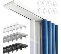 Double Row Ceiling Curtain Track Silent Sliding Rails for Curtains Adjustable 1.64ft-19.4ft Durable Aluminum Alloy Rod for Home Bedroom Living Room Hospital (White 350cm)