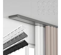 Double Row Ceiling MountCurt RodsSilent Aluminum Alloy Partition Rods for Living Room & Bedroom5.7m (18.7ft) Gray Room Dividers & Drapery Rails
