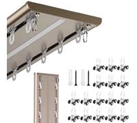 Double-Row Ceiling Mounted Curtain Track 6mm Aluminum Curtain Pole with Smooth Rollers Various Lengths 1.6m to 4.2m Ideal for Bedroom Living Room Kitchen - Gold 2.2m (7.2ft)