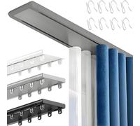Double Row Ceiling Mounted Curtain Track Silent Aluminum Sliding Rails for Curtains 1.64ft-19.4ft Adjustable Length Perfect for Bedroom Living Room Hospital (Gray 3.8m/12.5ft)