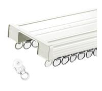 Double Row Ceiling Mounted Track System Silent Heavy Duty Sliding Rail for Room Divider 7ft/9ft/10ft/18ft/22ft Options (White 3.2m/10.5ft)