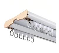 Double Row Ceiling Track System Metal Sliding Rail with Silent Rollers Perfect for Window Room Dividers Bedroom & Living Room 5.0FT (150CM) White Ceiling Mount