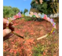 Double Row Crystal Headband, Hair Hoop, Metal Headbands, Hair Accessories with Natural Stones, Headband, Gemstone Hair Accessories, Headpiece for Women, Girls, Christmas, Colourful A