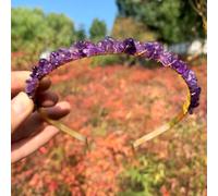 Double Row Crystal Headband, Hair Hoop, Metal Headbands, Hair Accessories with Natural Stones, Headband, Gemstone Hair Accessories, Headpiece for Women, Girls, Christmas, Purple A