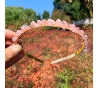 Double Row Crystal Headband, Hair Hoop, Metal Headbands, Hair Accessories with Natural Stones, Headband, Gemstone Hair Accessories, Headpiece for Women, Girls, Christmas, Pink A