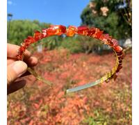 Double Row Crystal Headband, Hair Hoop, Metal Headbands, Hair Accessories with Natural Stones, Headband, Gemstone Hair Accessories, Headpiece for Women, Girls, Christmas, Red A